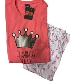 Pigiama Donna 100% Cotone Lungo THINK PINK 2000 Outlet