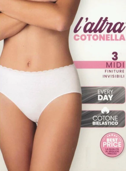 Slip Donna Midi Cotone Elasticizzato Cotonella CD293 1 Slip Donna Midi Cotone Elasticizzato Cotonella CD293