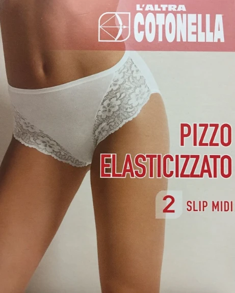 Slip Midi Donna Cotone Elasticizzato E Pizzo Cotonella 4940 1 Slip Midi Donna Cotone Elasticizzato E Pizzo Cotonella 4940