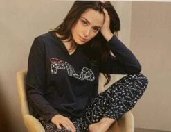 Pigiama Donna Fila 4072 Cotone Caldo Invernale -Negozio Di Lingerie Moda Donna c4072